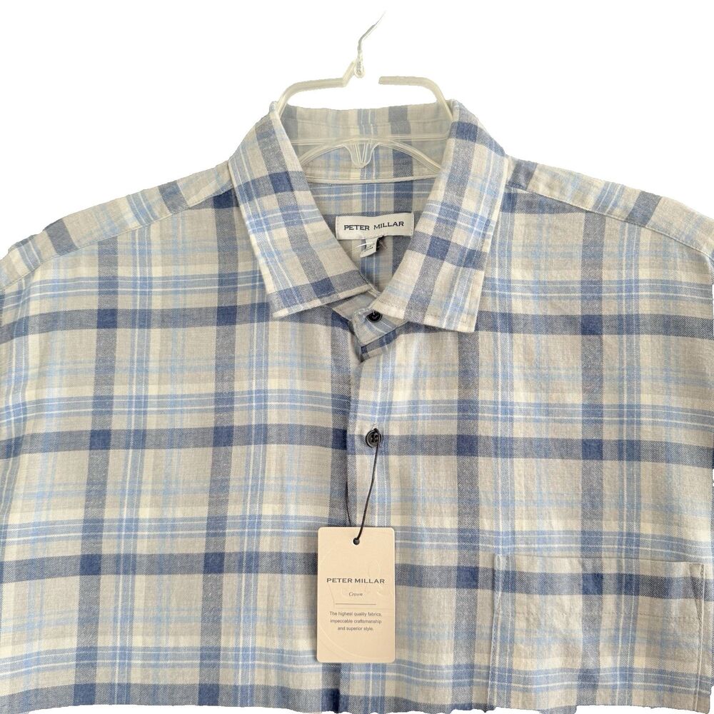 Peter Millar British Grey Sherbrooke Cotton Shirt MF24W62LTF Mens Large NWT $160
